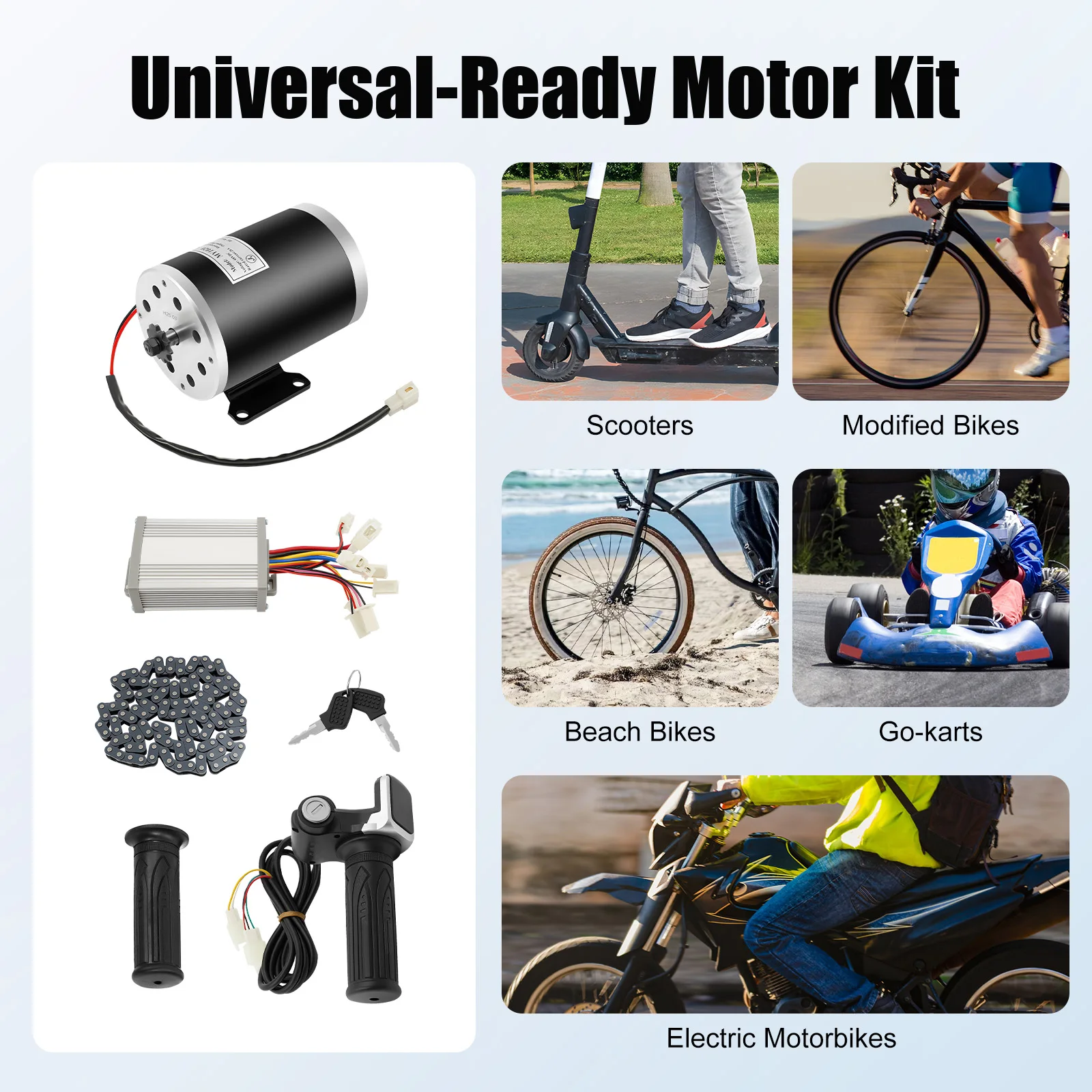 

48V Brushed Motor Kit 1000W Brushed Motor Kit with Controller and Throttle Brushed DC Motor for Electric Scooter E-bike