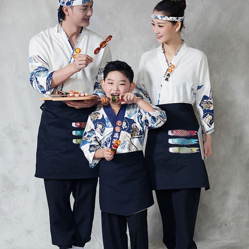 일본식 요리사 코트 스시 요리 레스토랑 기모노 탑 바지 유니폼 웨이터 작업복 Izakaya Chef Work Clothes Jackets