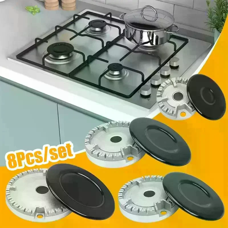Durable Gas Stove Burner Caps With Uniform Flame And Even Gas Holes Perfect For Home Kitchen Cooking Replacement 4Pcs/8Pcs