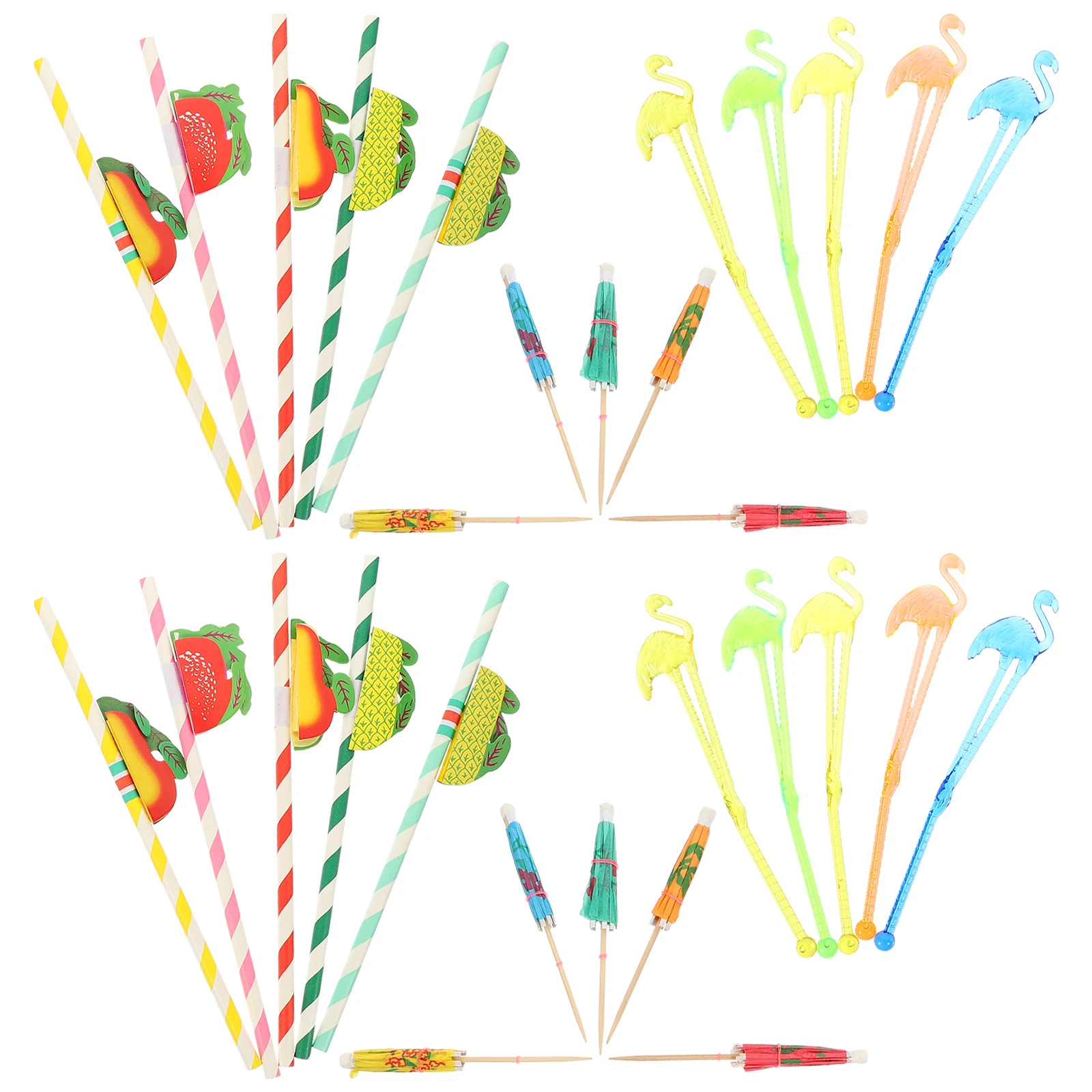 

1 set Cocktail Decoration Set Disposable Picks Party Supplies Hawaiian Straws Paper Stirrers Lightweight Safe for Wedding