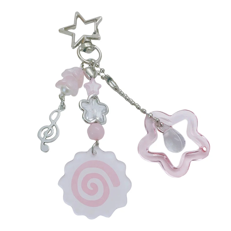 Cute Pink Squid Roll Keyring Y2K Creative Fish Cake Keychain Lovely Ornament Key Holder Backpack Pendant for Girls Gifts