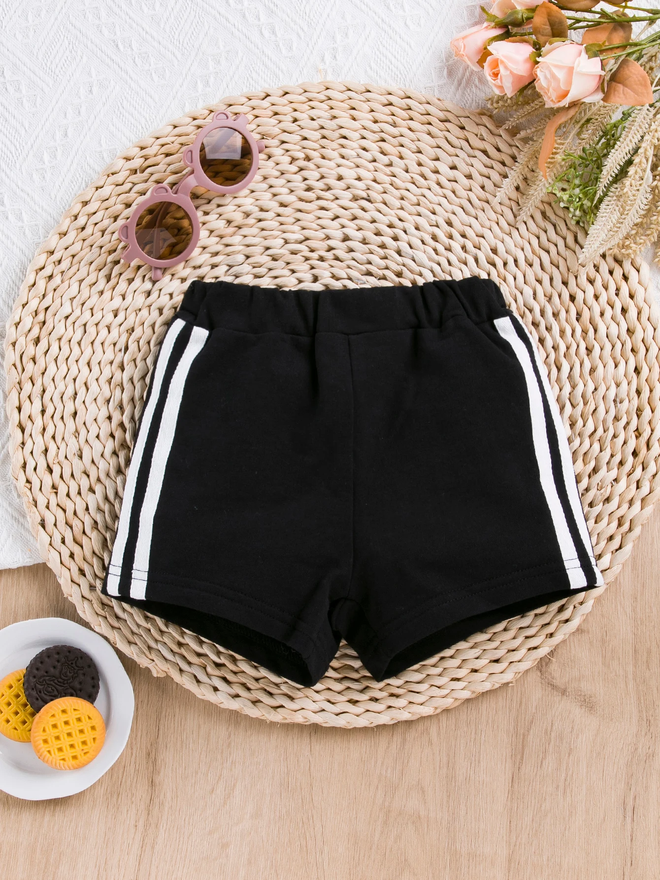 Baby Boys Spring Summer New Shorts Striped Contrast Color Hem Sports Casual Pants