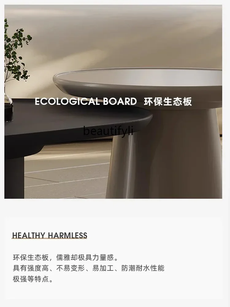 A55 طاولة القهوة لغرفة المعيشة الرجعية الحديثة بسيطة الصلبة الخشب طاولة مستديرة ضوء الفاخرة الإبداعية بسيطة