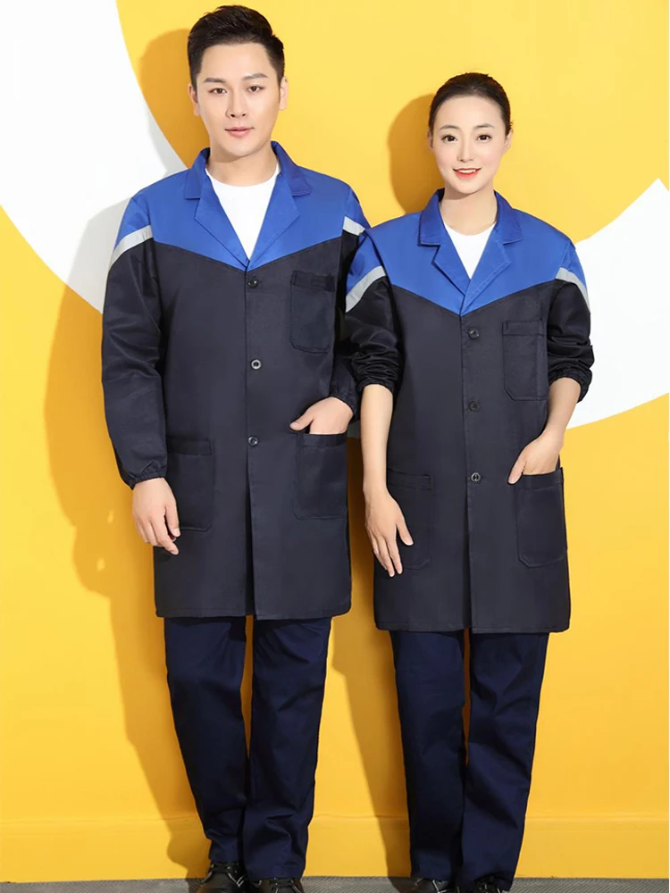 ชุดคลุมทำงานแบบสองสี แขนยาว สำหรับทุกเพศ ป้องกันฝุ่น เหมาะสำหรับคลังสินค้าและโรงงาน ทนต่อการขีดข่วน