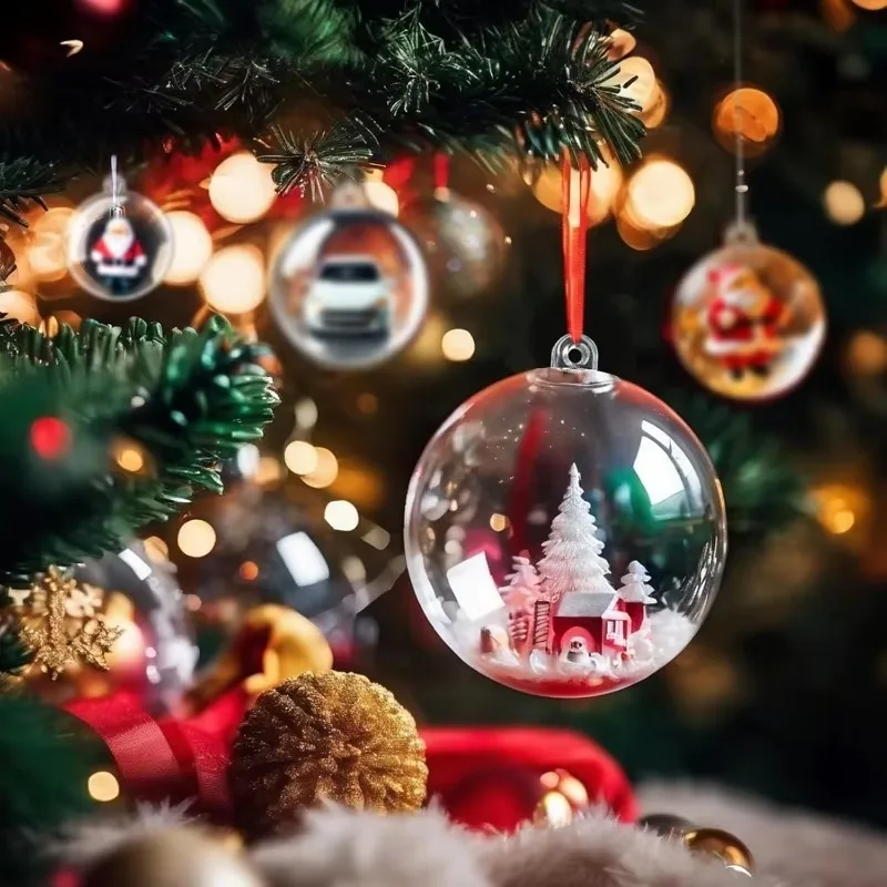 1/12 pezzi fai da te palline vuote di plastica di Natale trasparente riempibile pallina albero di Natale ornamenti appesi decorazioni per scatole regalo per feste a casa