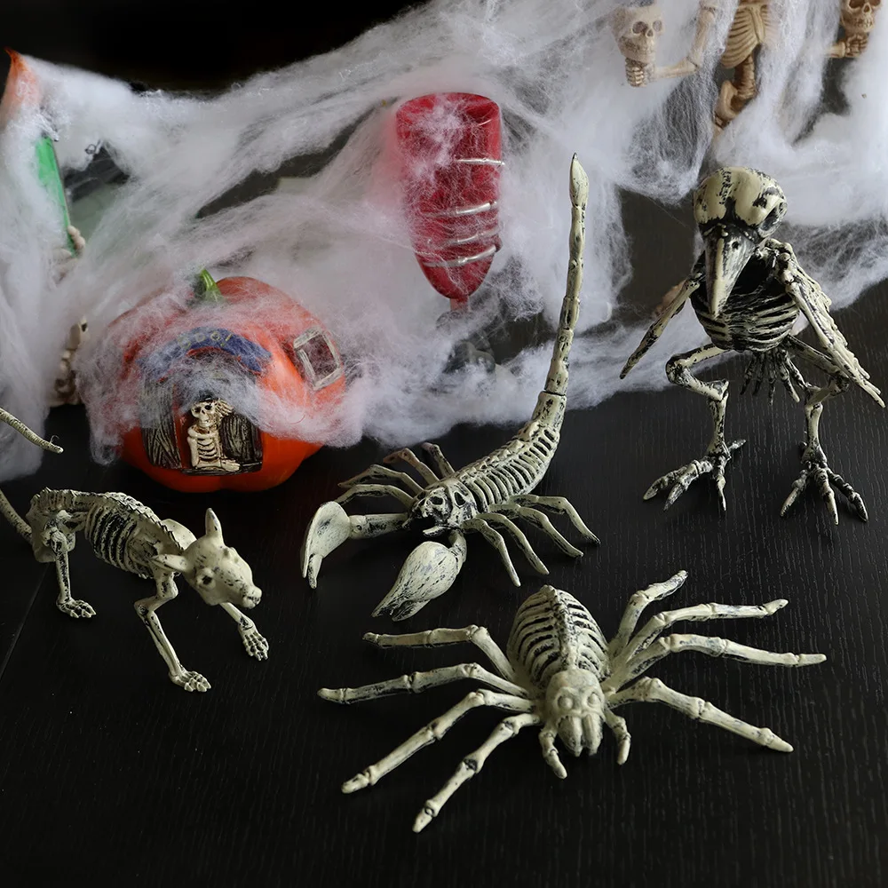 

Halloween Animal Skeleton Ornaments Garden Festival Decorations Secret Room Simulation Plastic Crow Rat Skeleton Decoration Prop