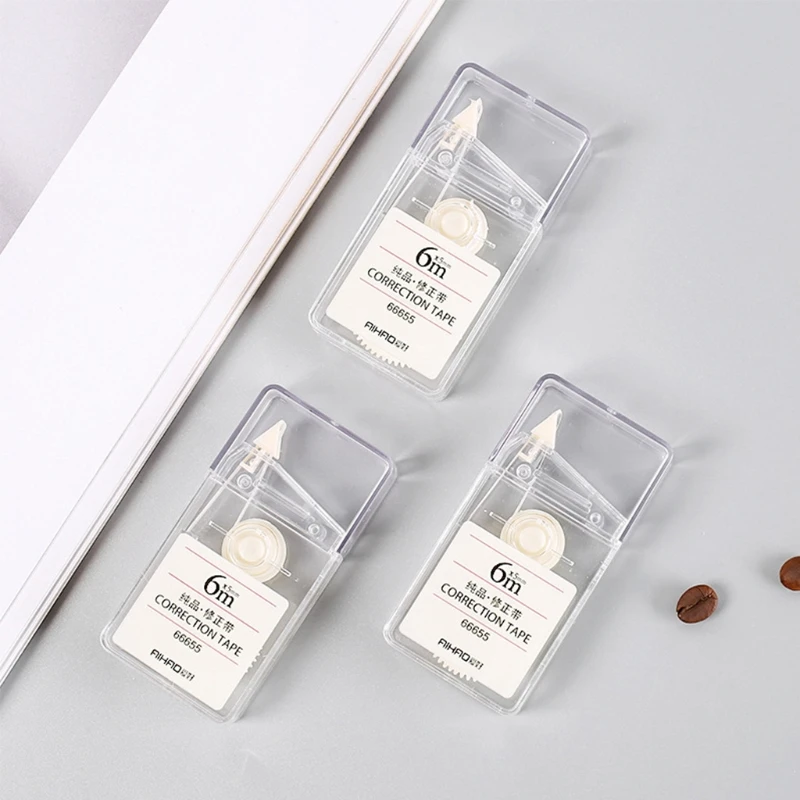 شريط تصحيح سريع الجفاف، تصميم بسيط، أبيض، قرطاسية مدرسية بسهولة