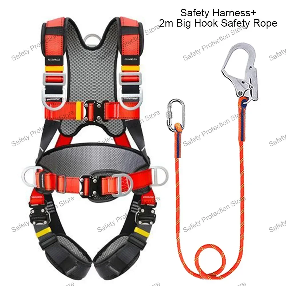 Full Body High Altitude Work Safety Harness Five-point Safety Belt Safety Rope Outdoor Climbing Construction Protect Equipment