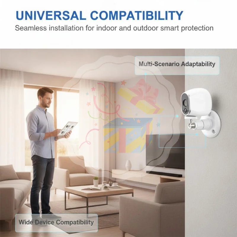 Universal White Plastic Camera Bracket 360° Rotary Head for Bullet Cams Outdoor Home Security Surveillance Mount