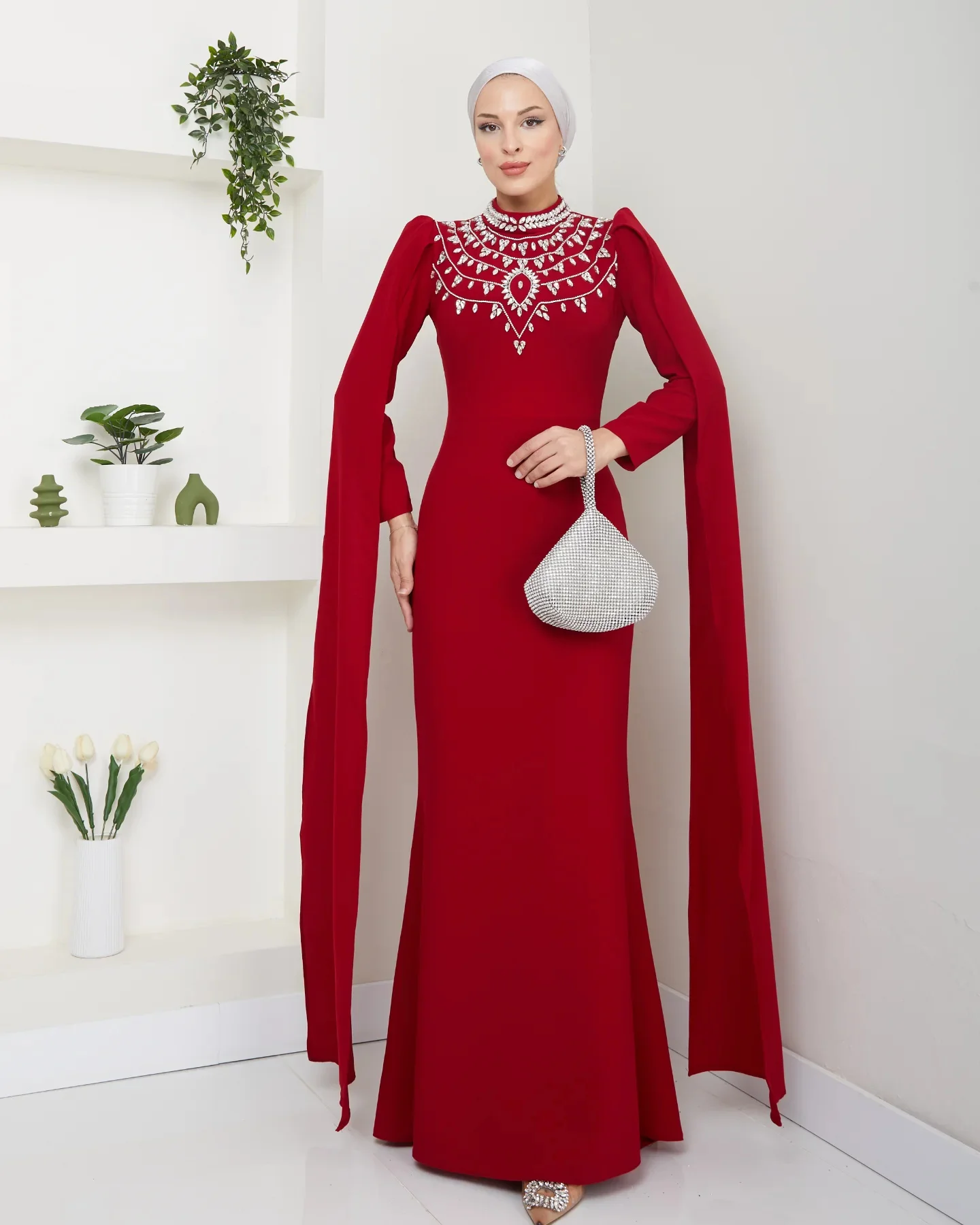 Maßgeschneiderte einfache Jersey-Paillettenmuster-Falten-Trompete-lange Kleider mit hohem Kragen, maßgeschneiderter Anlass, Homecoming Sparkle