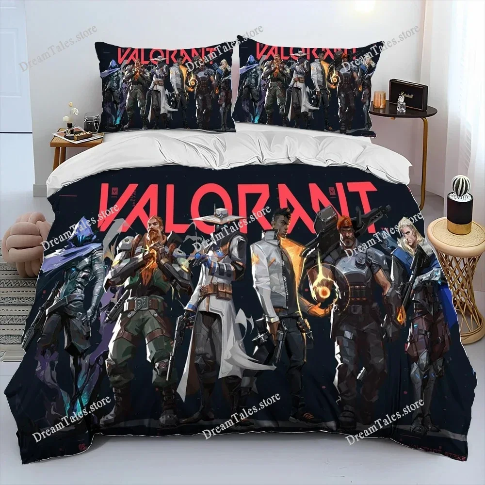 

Комплект постельного белья с 3D-принтом V-VALORANT (мультяшный дизайн) для мальчиков и девочек, размеры Twin, Queen, King, пододеяльник, наволочки, домашний текстиль для мальчиков и взрослых