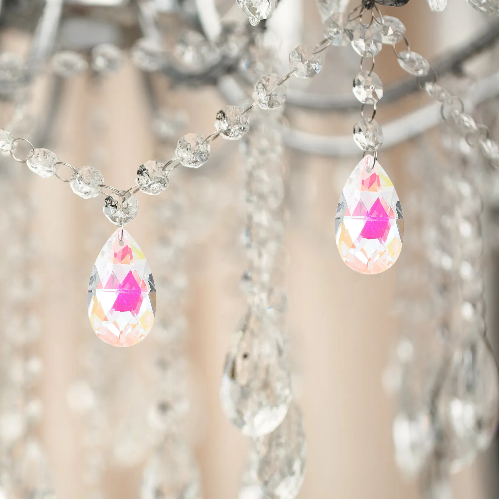 

20Pcs Hanging Crystal Ornaments Clear Faceted Teardrop Prism Beads Top Drilled Chandelier Pendants DIY Suncatcher Window