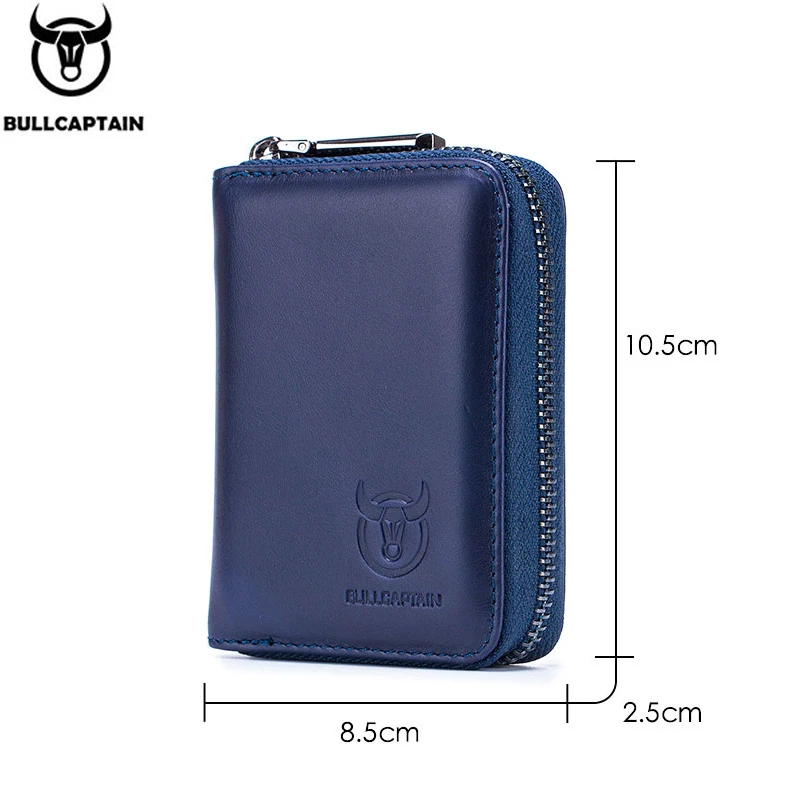 BULLCAPTAIN Leather Credit Card ID Card Holder Wallet Wallet Men Fashion Rfid Card Holder Wallet Business Card Holder Bag