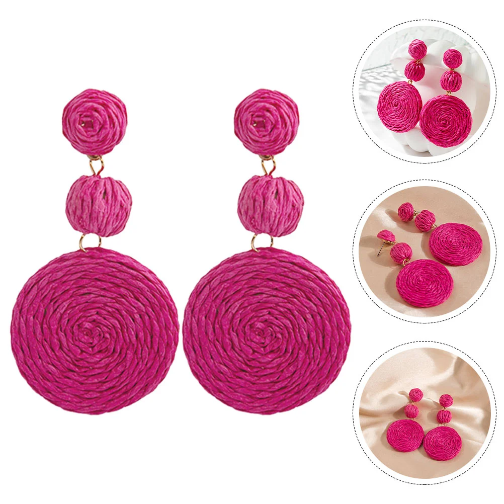 

Raffia Earrings Jewelry Summer for Women Trendy Girls Delicate Rattan Decor Beach Miss Statement