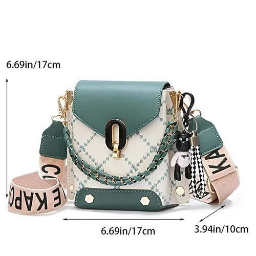 Imagen 2 del producto Bolso de mujer con cadena de cuero con entramado de diamantes, bolso cruzado para ir al trabajo diario, bolso de hombro para mujer, compras