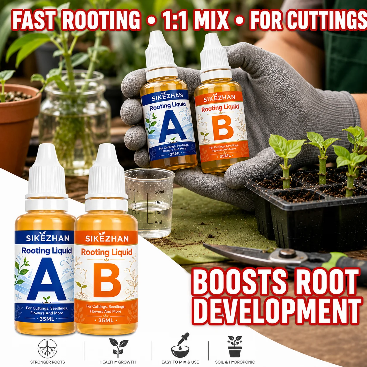 Hydroponic Nutrient A B Set - مجموعة مغذيات وسماد للزراعة المائية، محلول