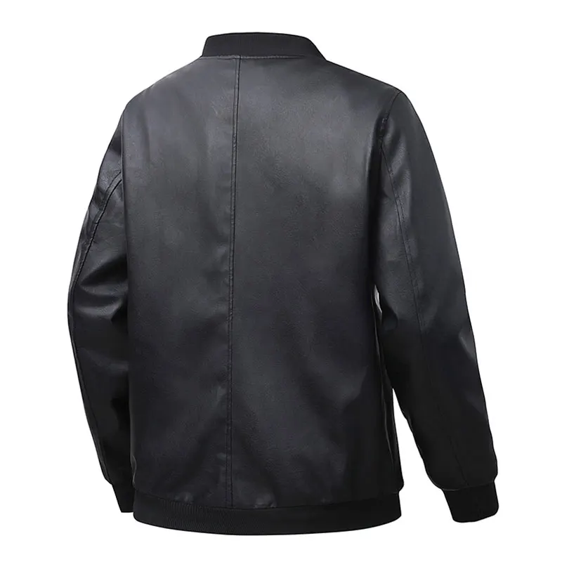 Men Leather Jacket Windproof Comfortable Loose Warm Male Casual Running Sports Leather Jacket Fashion Bomber Coat Spring Autumn