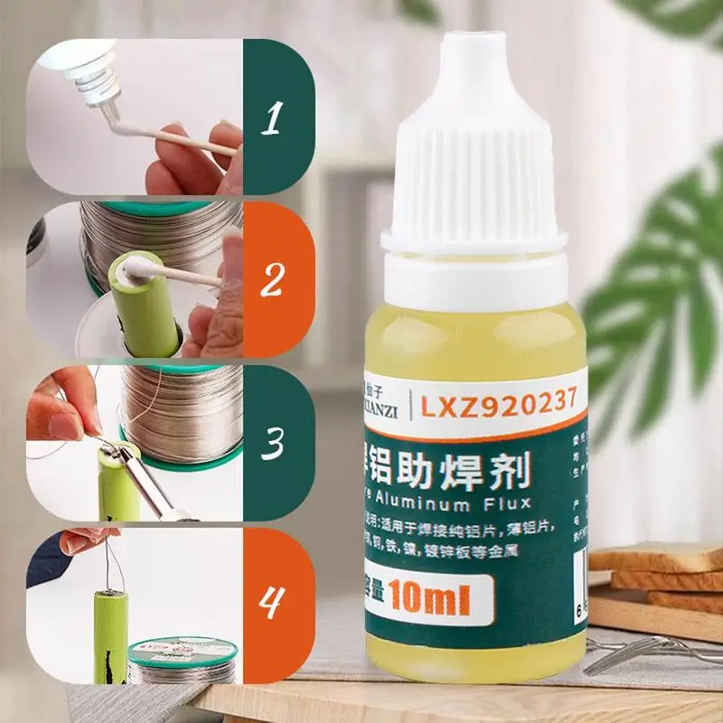 10ml 알루미늄 브레이징 플럭스 액체 솔더 배터리 주석 아연 도금 시트 구리 용 알루미늄 납땜 액세서리 청소 없음