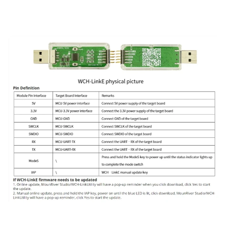 WCH LinkE Online Download Debugger Support WCH RISC-V Architecture MCU/SWD Interface ARM Chip 1 Serial Port to USB