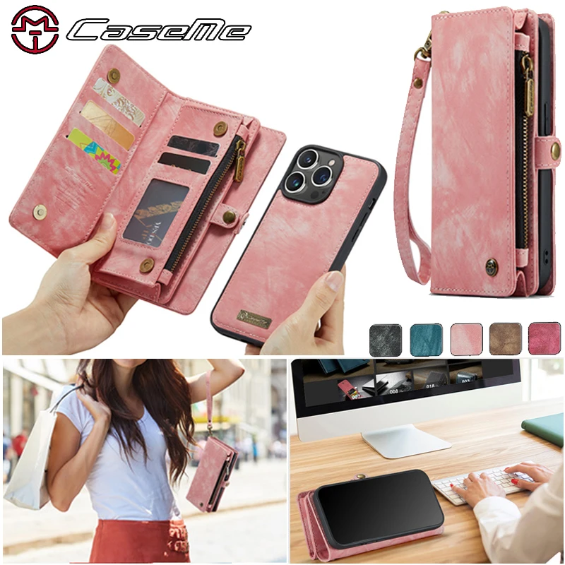 

Магнитный кожаный чехол-кошелек для iPhone 15 14 Pro Max 13 12 Mini 11 X XR XS 8 7 Plus 6 SE 2022