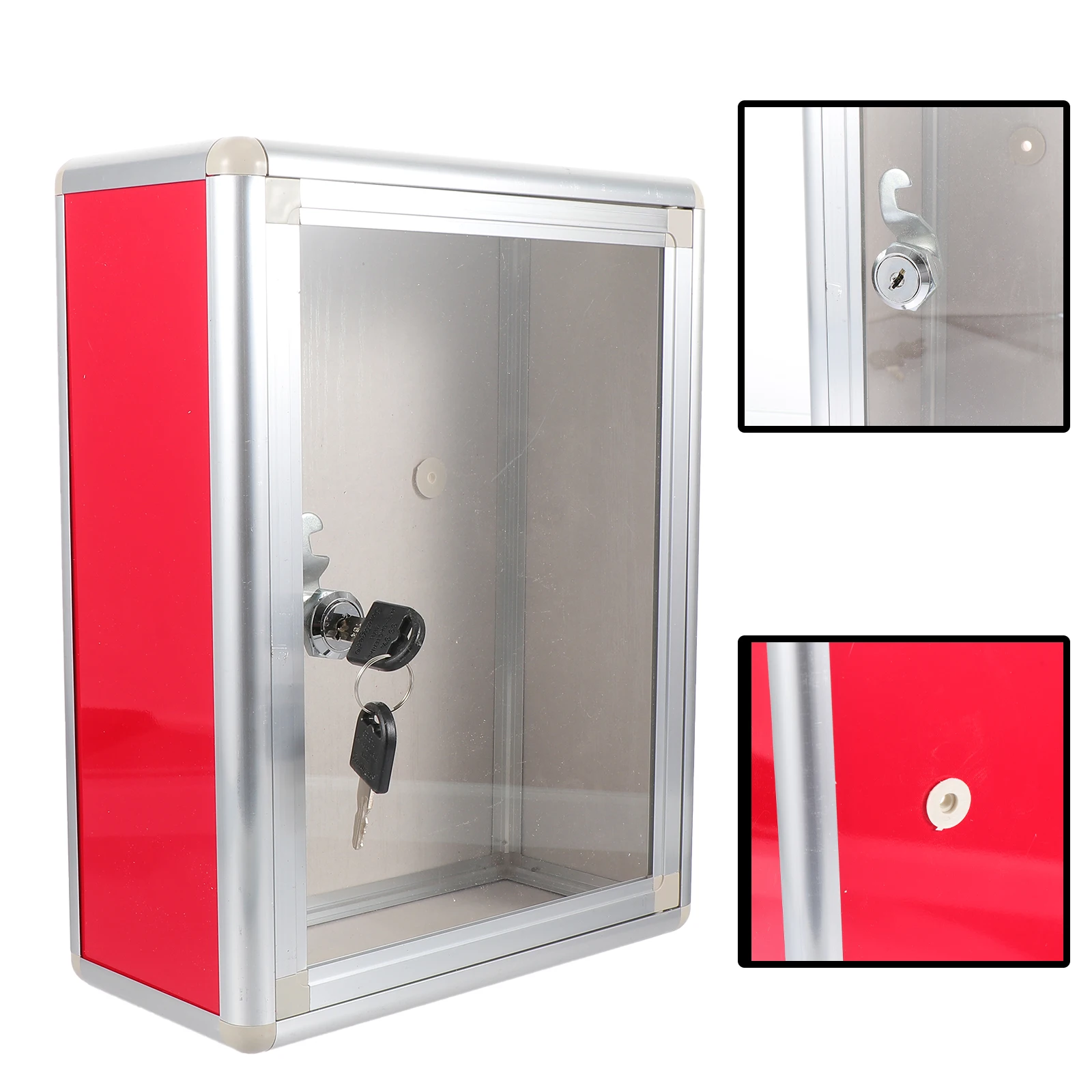 Suggestion Box Red Lockable Wall Mountable Letter Storage Container For Office Complaint Collection Aluminum Mail Holder