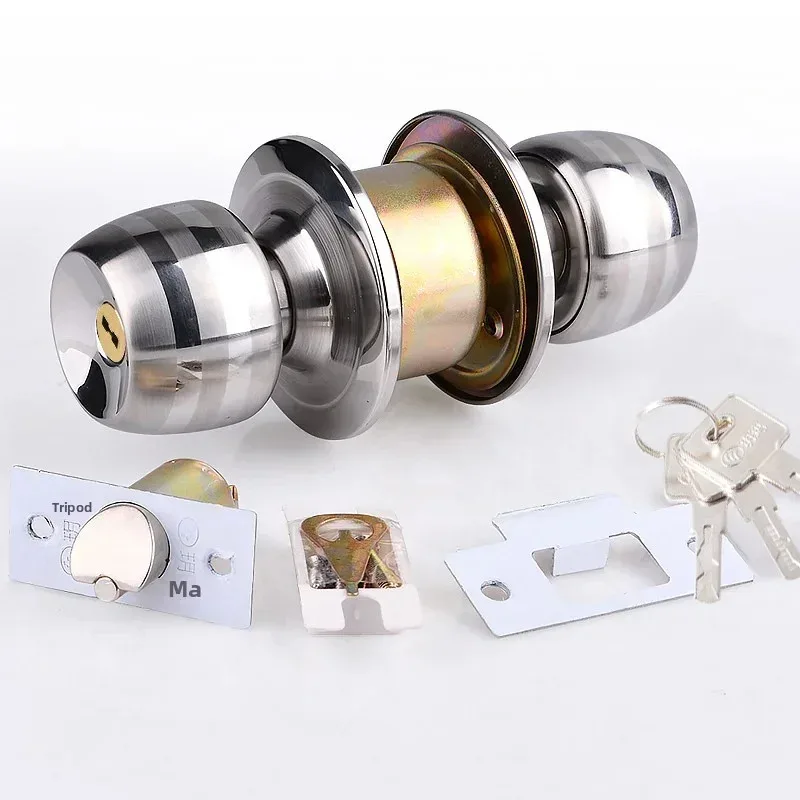 Poignées de porte universelles Boutons Chambre Salon Serrure Serrures d'entrée de salle de bain Accessoires de serrure ronde intérieure avec clés Serrure de porte