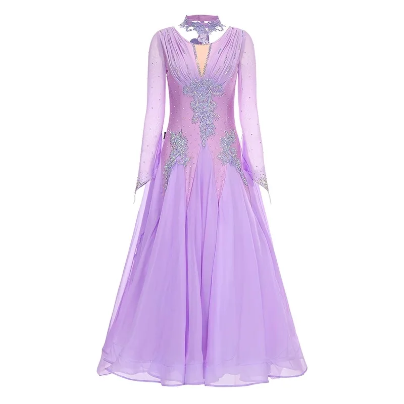 Abito da ballo da sala Concorso Prestazioni da donna Nuovo standard nazionale Valzer Amicizia Danza Abito altalena grande Maniche lunghe