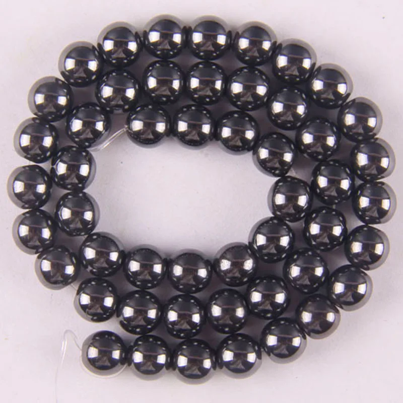 4MM,6MM,8MM,10MM Black Magnetic Hematite Healing Loose Beads 16 Inch Jewelry Making