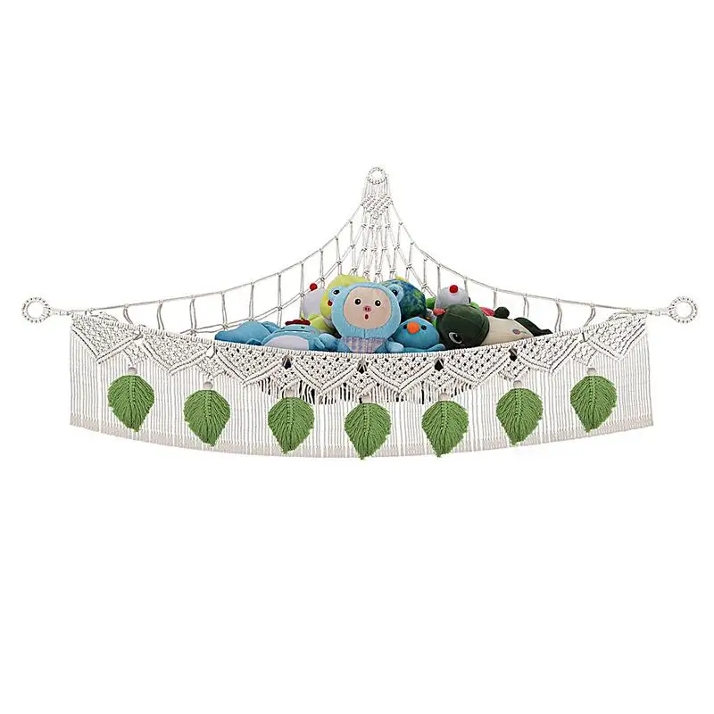 Stuffed Animals Toys Hammocks Kids Toys Storage Organizer Space Saving Colorful Cotton Rope Net For Decorate Children\'s Rooms