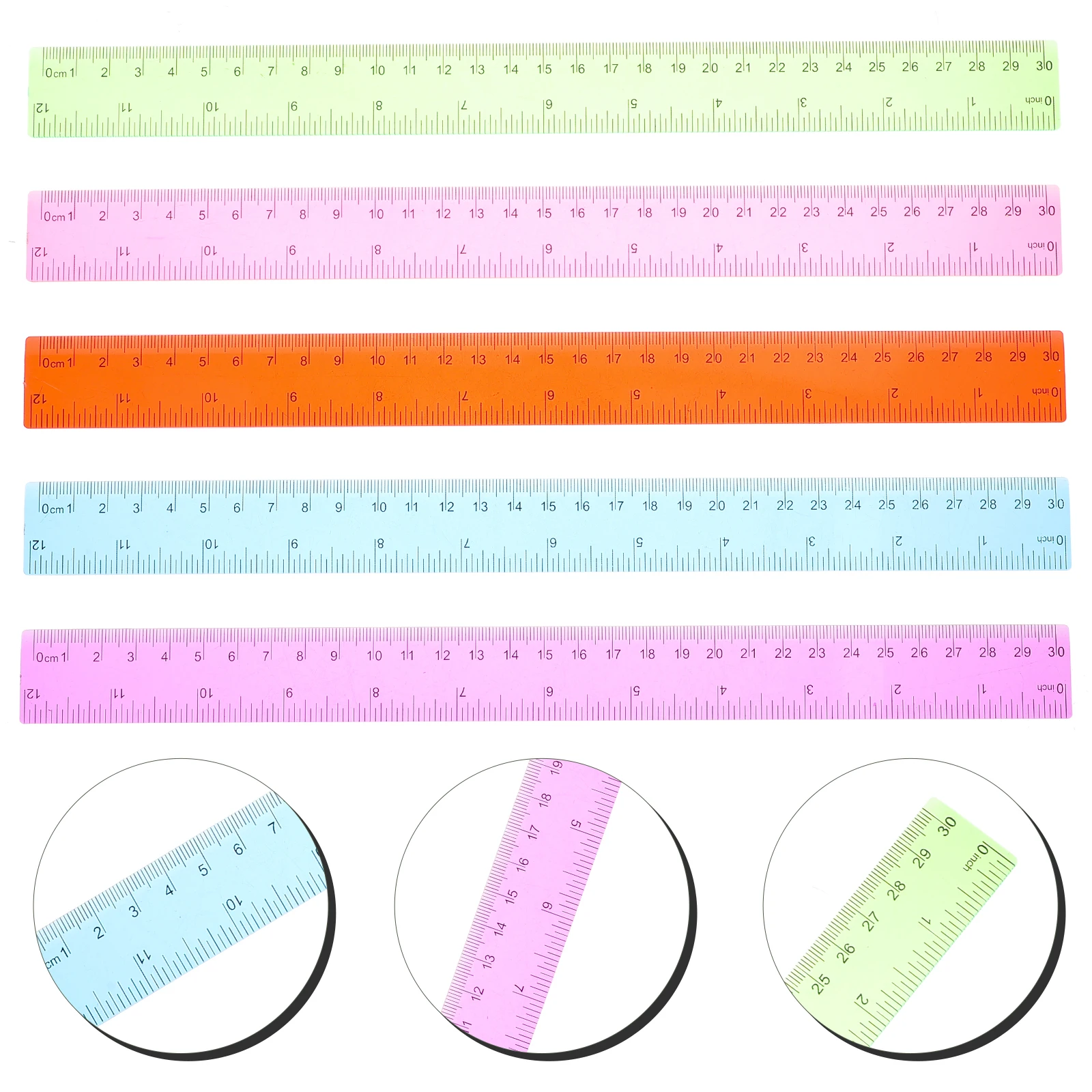 5pcs Colored Soft for Students Portable School Ruler Classroom Office Family Library Creative Bookmark Design