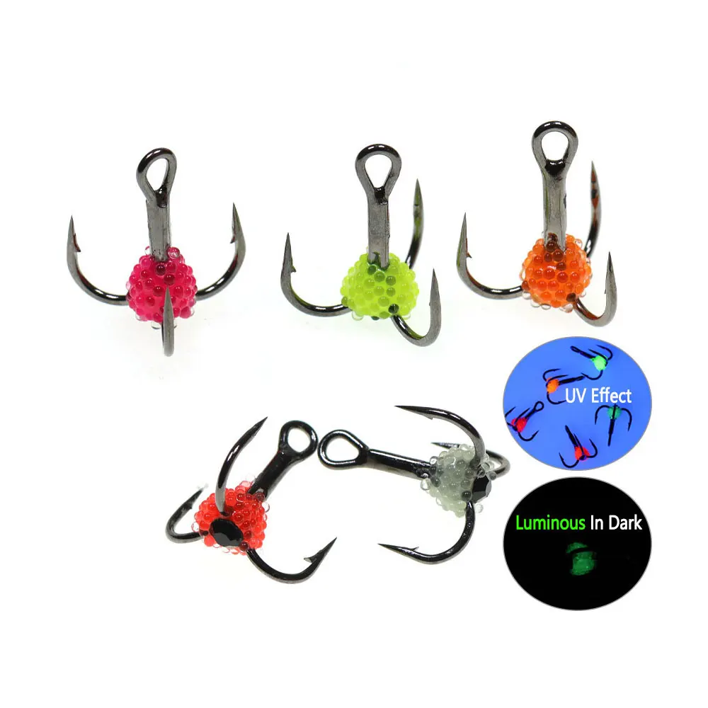 Lot de 10 hameçons triples pour la pêche sur glace en hiver, en acier à haute teneur en carbone, pour leurres coulants, 8 #   10 #   12 #   14 #