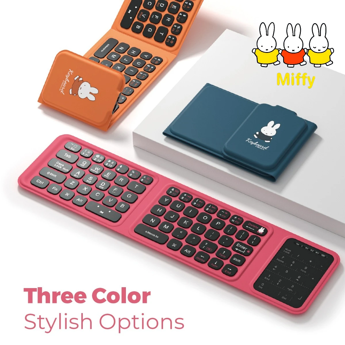 Kawaii Miffy Three-Fold Wireless Bluetooth Keyboard Miffy Foldable Keyboard