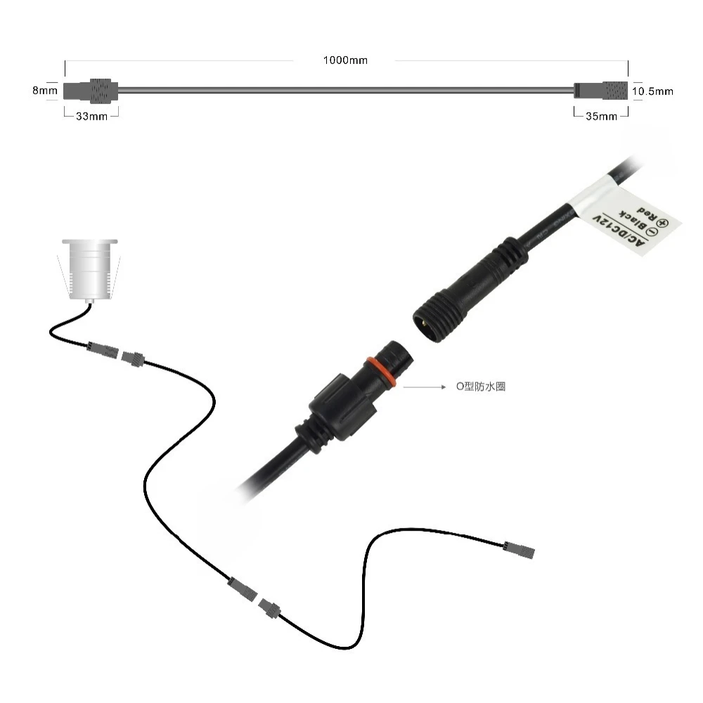 2pin DC LED Cable 1 Metre Extension Cables Male to Female Leds Connector 100CM Waterproof IP67 Connectors For Outdoor Light