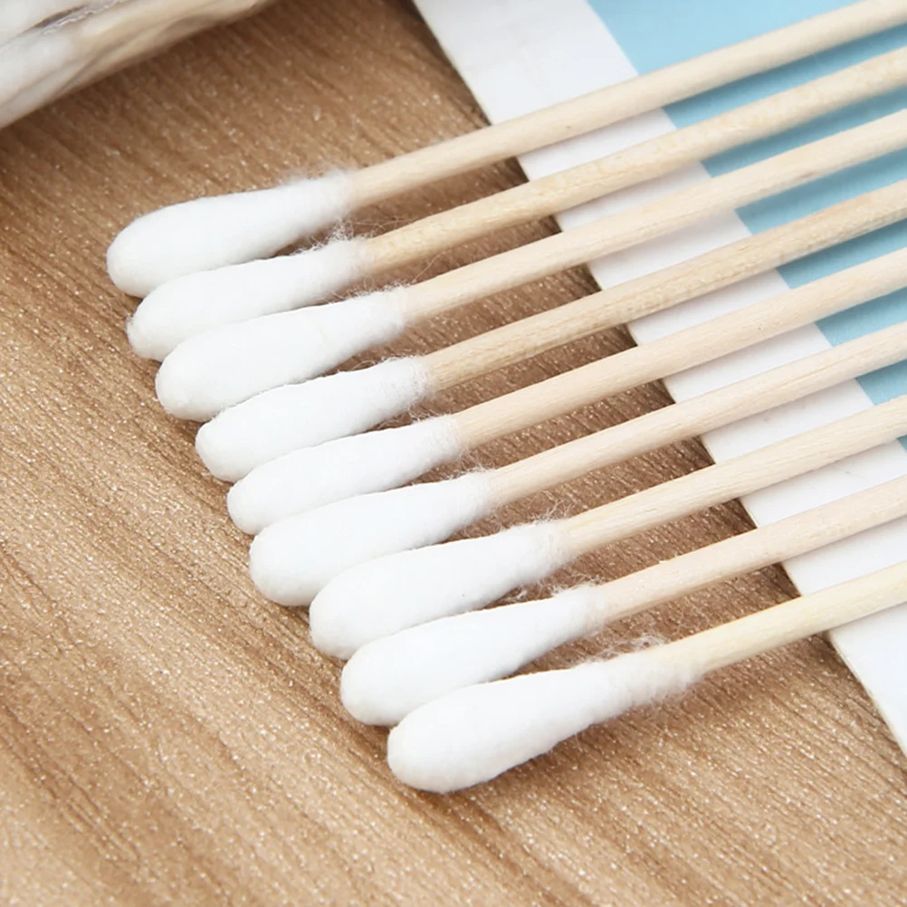 4 Packs Natural Cotton Swabs Wooden Stick Pet Ear Cleaning Nail Liner Disposable Sanitizing Sanitary Paper