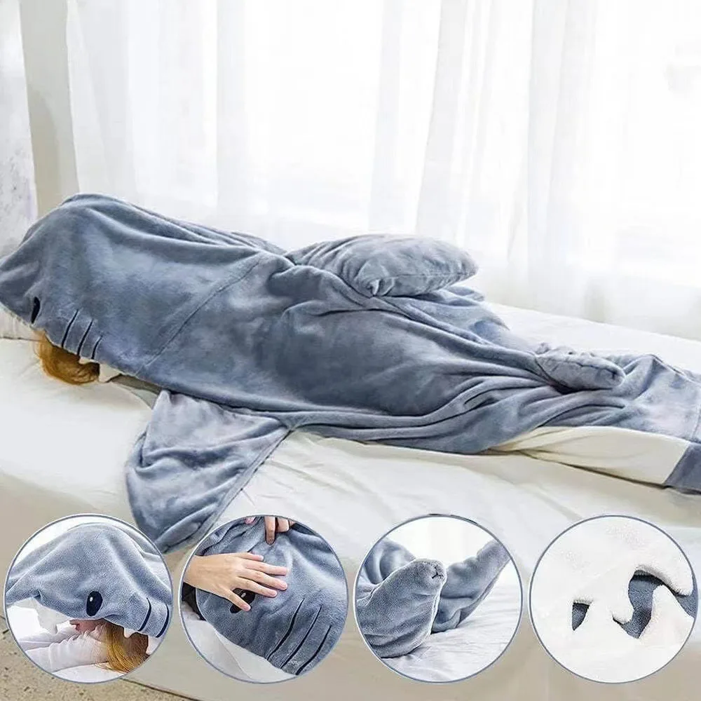 Shark Sleeping Bags Living Room Sofa Blanket Flannel High Quality Fabric Jumpsuit Pajamas Comfort Bedroom Keep Warms Blankets