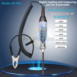 Automotive Buzzer Test Light 3-60V DC Digital LED Circuit Tester Auto Bidirectional Voltage Tester with Extended Spring Wire
