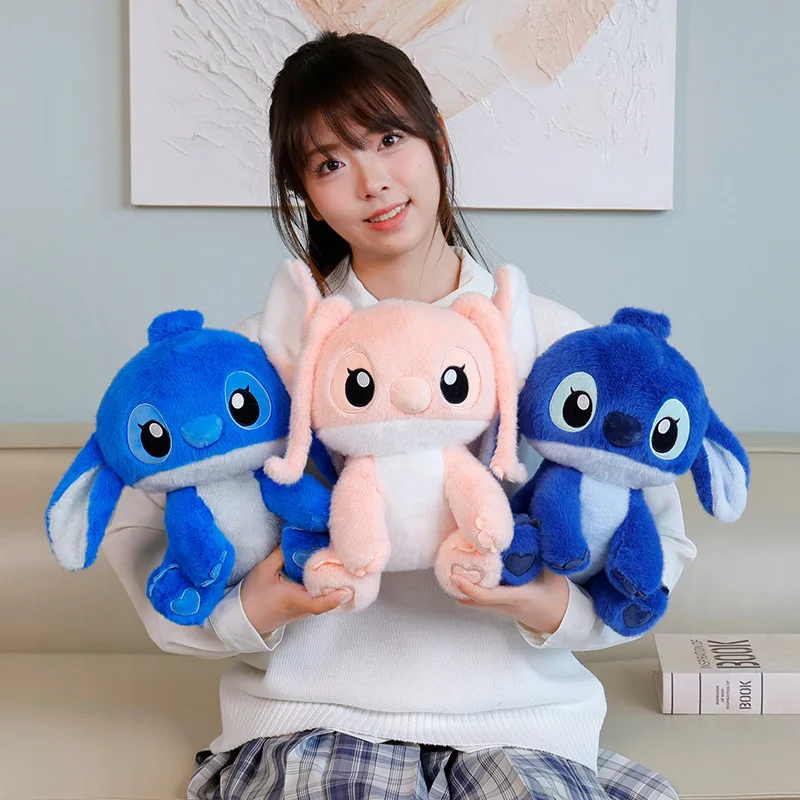 Disney Angel Lilo and Stitch Plush Toys Anime Plushie Stich Dolls Kawaii Cartoon Pillow Soft Stuffed Gift Children Christmas