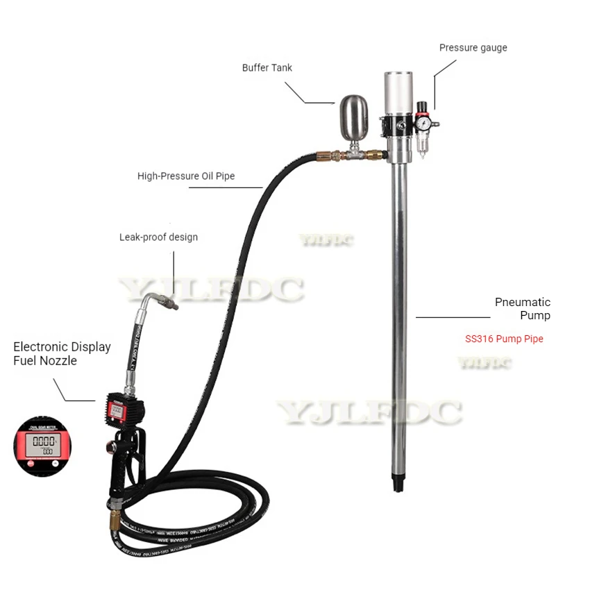 5:1 Automatic Air Operated Barrel Oil Pump Pneumatic Lube Drum Pumps with Nozzle & Hose