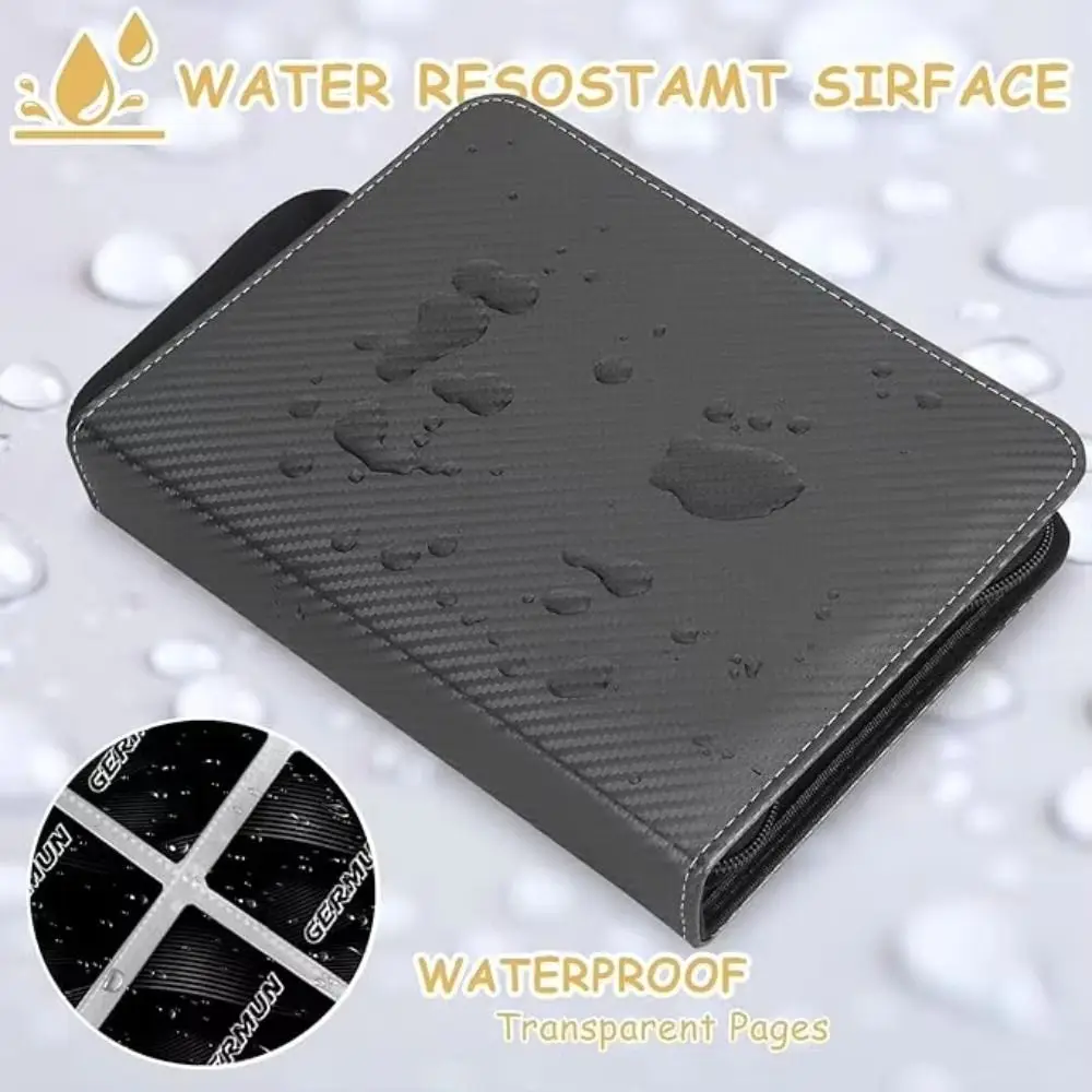 400 Pockets Card Binder Holder with 50 Sheets Durable Card Book Binders Carbon Fiber PU Leather Photocard Holder Card Collection