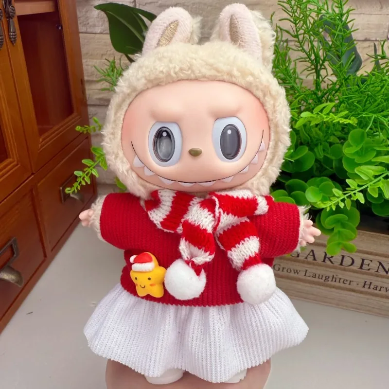 17cm Cute Mini Plush Doll'S Clothes Outfit Accessories For Korea Kpop Exo Labubu Idol Dolls Christmas Knitted Sweater Kid Gift