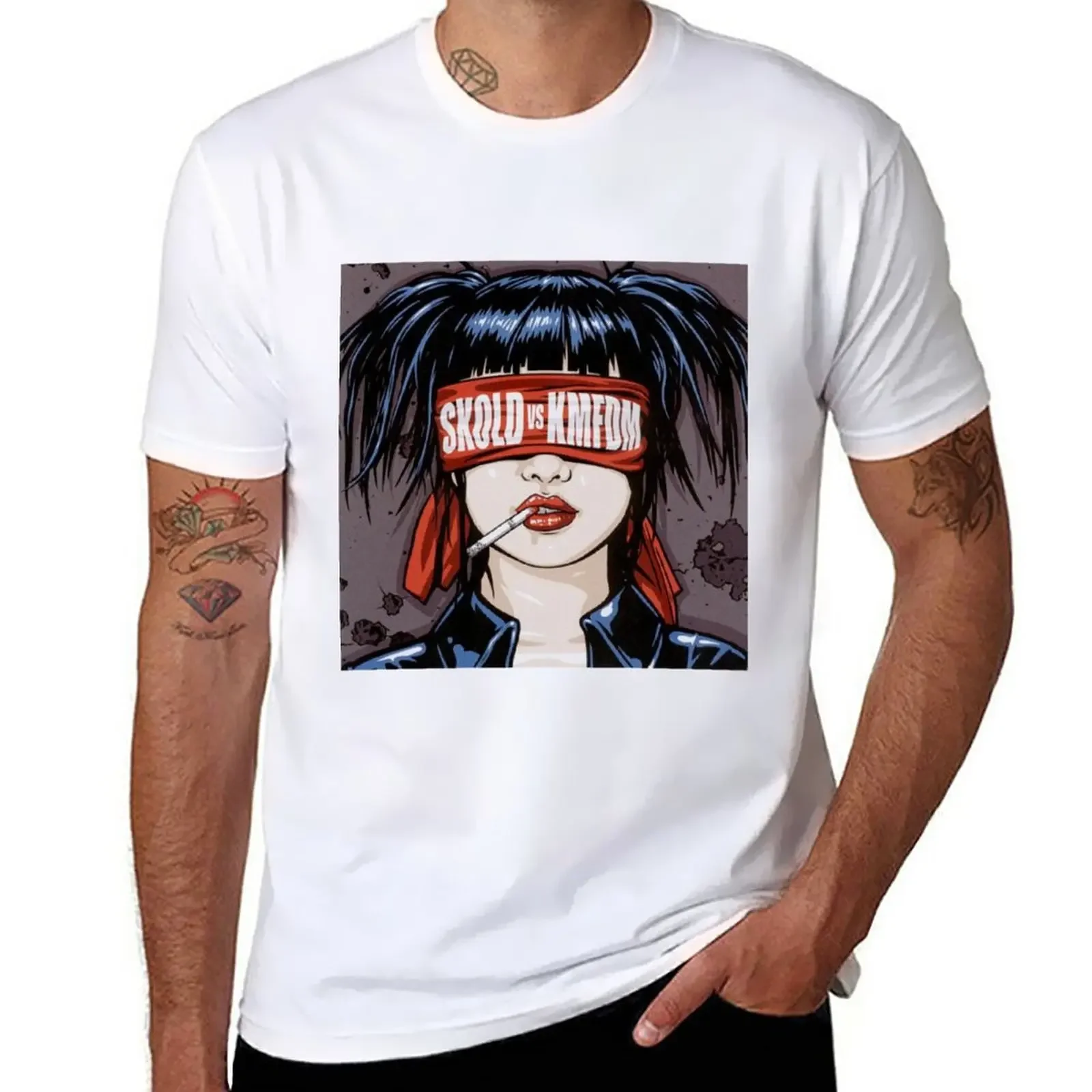 quick drying tops mens plain t shirts Kmfdm Skold Album Cover Music Industrial Sticker T-Shirt