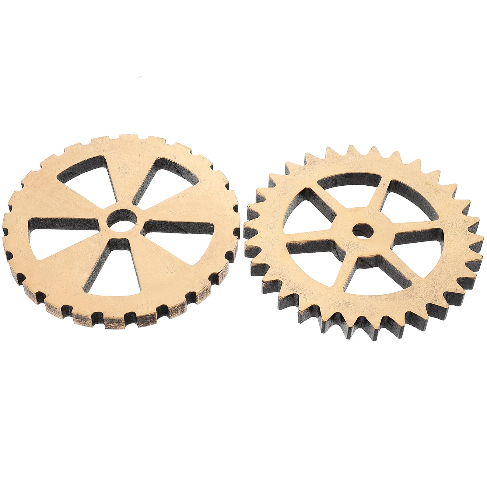 Retro Gear Wall Ornament Vintage Decorative Wooden Equipment Golden Hanging Office Steampunk Home Industrial Style Wall Decor