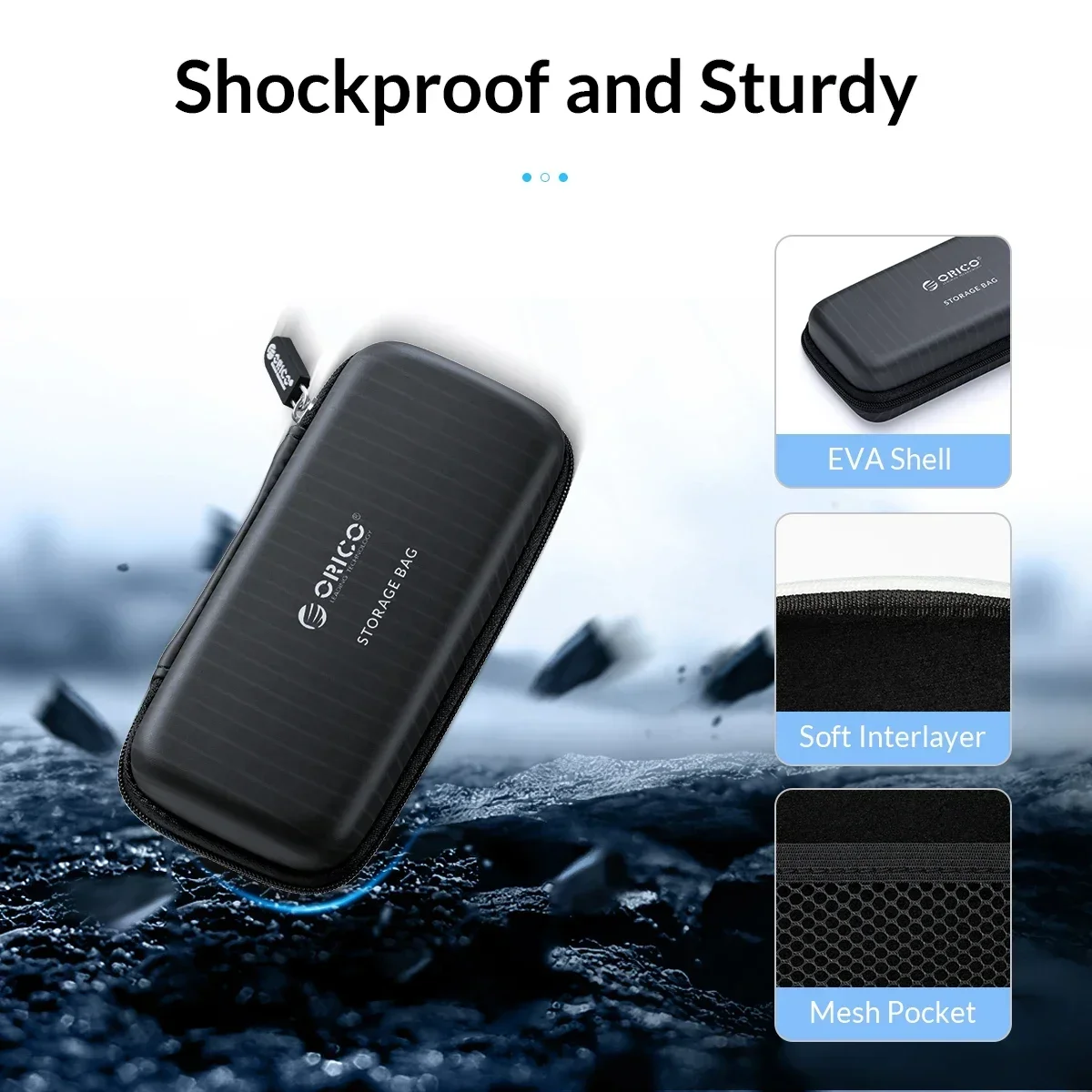 ORICO Ssd Nvme M2 Hard Disk Case Protection Bag for External M.2 Case/M.2 SSD /USB Cable /U Disk Large Capacity Storage Bags