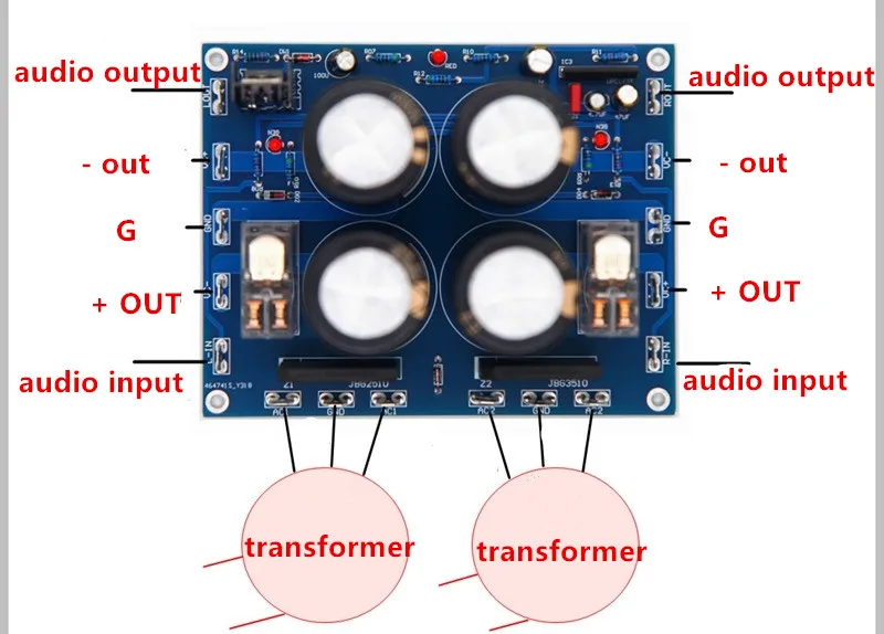 Scheda filtro raddrizzatore di alimentazione indipendente a 2 vie 63V 10000uF con protezione a tromba per amplificatore Audio fai da te