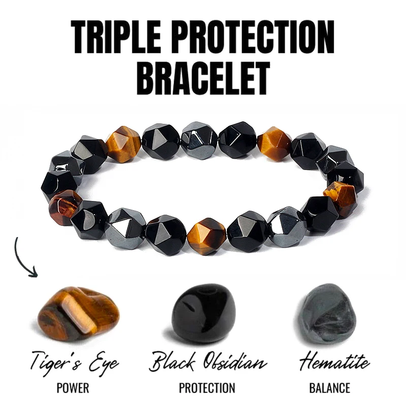 Facted Tiger Eye Obsidian Hematite Bracelets for Magnetic Health Protection Soul Jewelry Nature Stone Beads Bracelet Men Pulsera