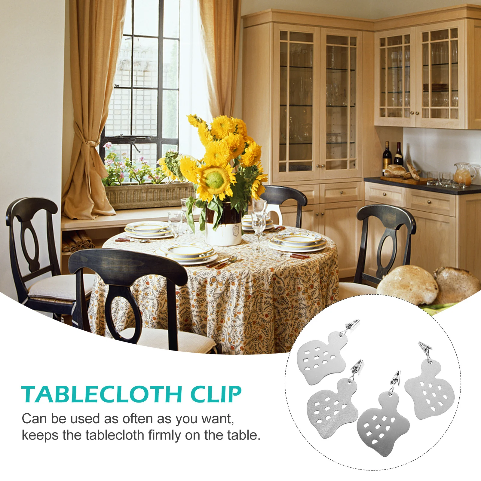 

4Pcs Table Cloth Clips Heavy Duty Rustproof Stainless Steel Clip for Tablecloth Outdoor Indoor Picnic Table Cover Clamp Holders
