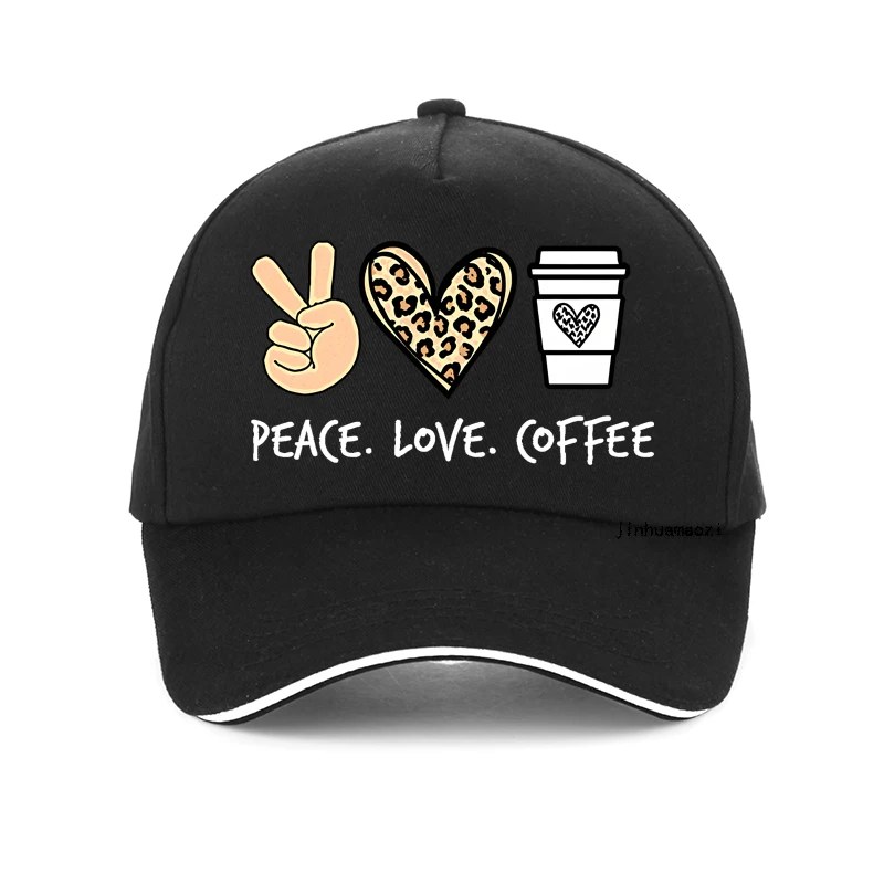

Peace Love Coffee Prints Women hat High Quality baseball cap Breathable Casual adjustable Outdoor sports hat Party