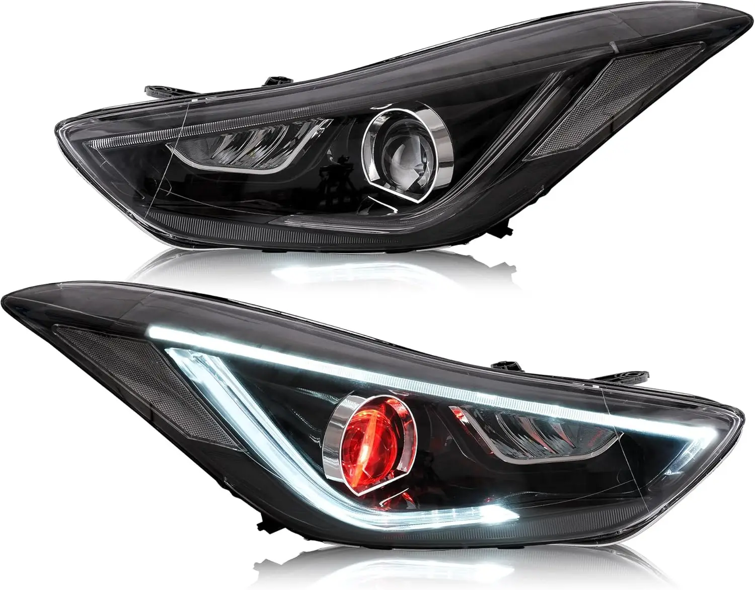 LED Headlights Compatible with Hyundai 2012-2015& Coupe 2013 2014(Not for Hybrid) w/Demon Eyes