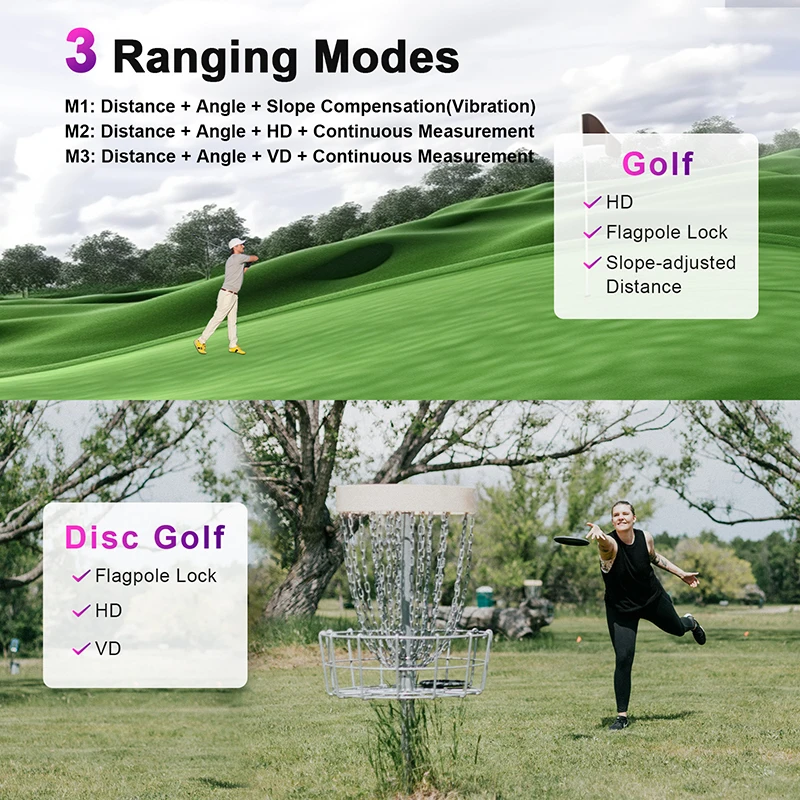 1200 Yards Golf Rangefinder with Slope 7X Cylinder Range Finder Angle Horizontal Measurement Tools for Hunting Rechargeable