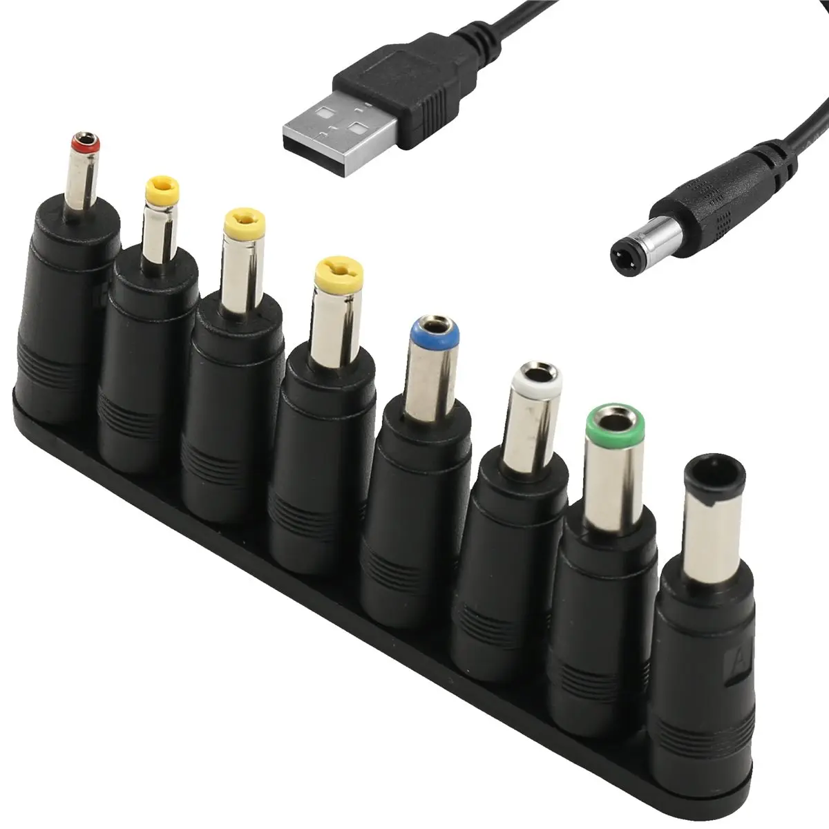 DT!~D155 HOT- 5V USB to DC 5.5X2.1mm 3.5mm 4.0mm 4.8mm 6.4mm 5.5X2.5mm 6.3mm Plug Charging Cord for Fan Speaker Router LED Lamp